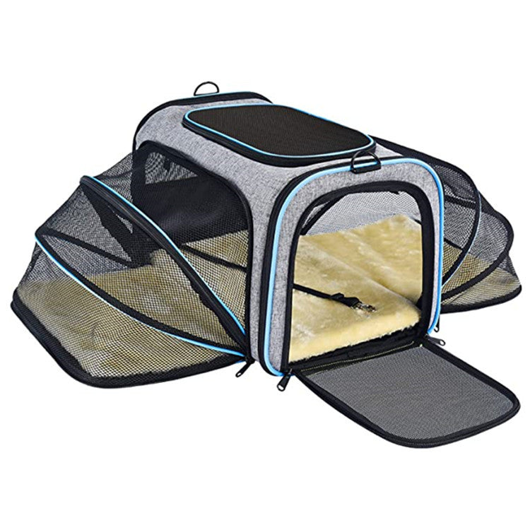 Comfortable Airline Pet Carrier with Reflective Safety Strips.