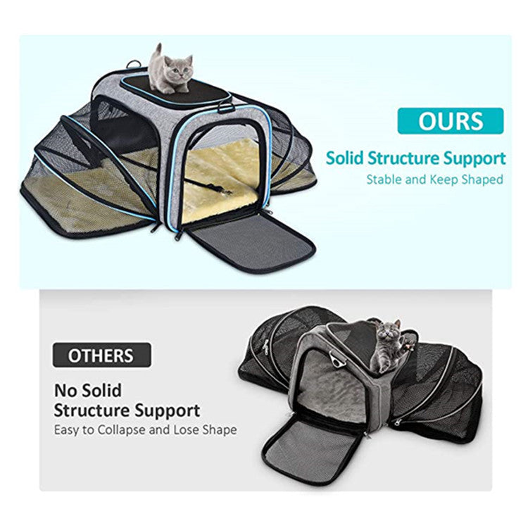 Comfortable Airline Pet Carrier with Reflective Safety Strips.