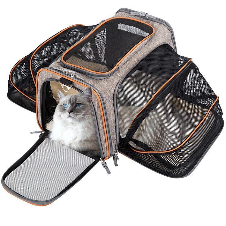Comfortable Airline Pet Carrier with Reflective Safety Strips.